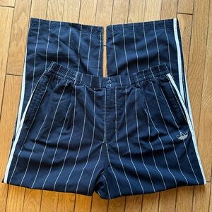 Adidas Y2K Activewear VTG Pinstripe Navy Track Trousers. RARE